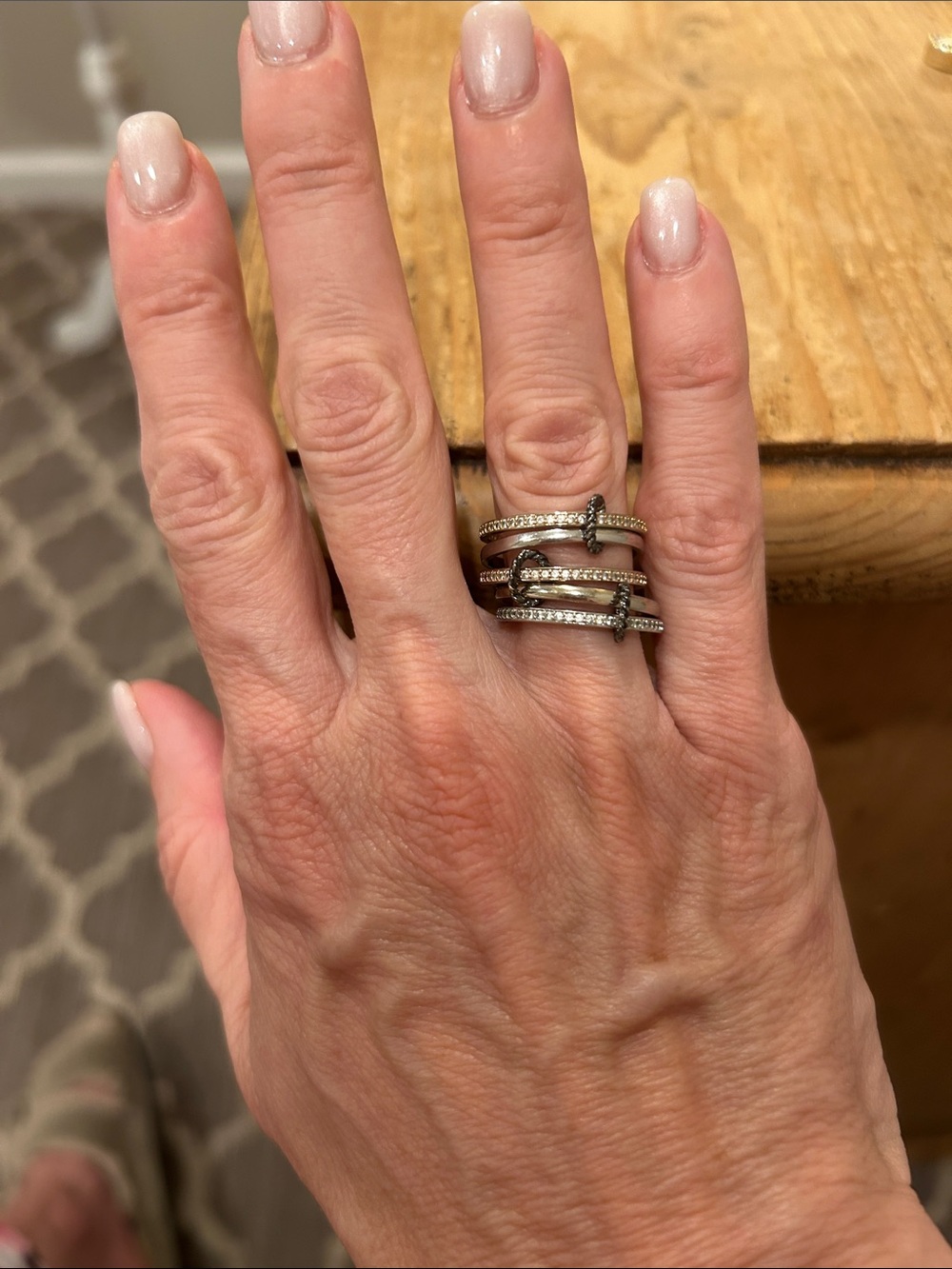 Sterling Silver Multi-Band Pavé Crystal Ring - Silver